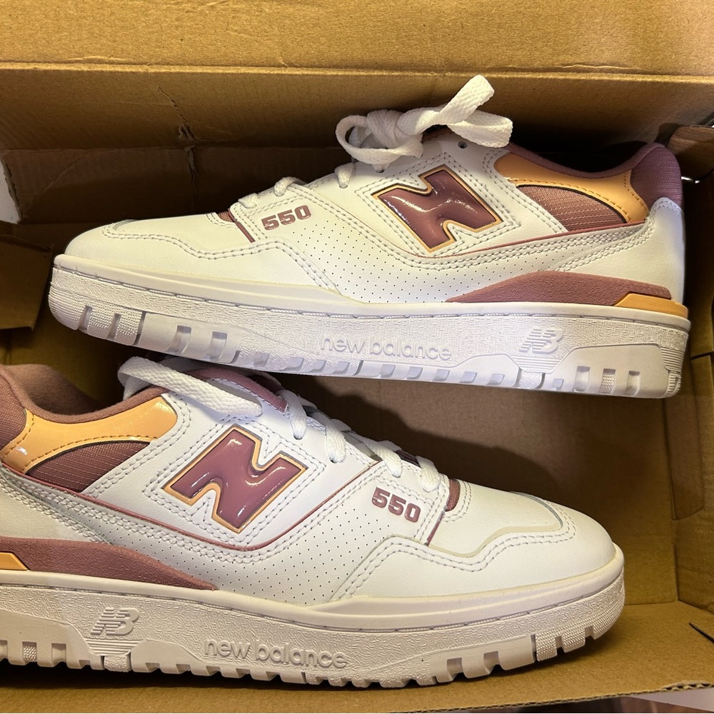 New Balance 550 White and Pink Sneakers